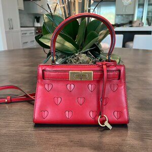 Tory Burch Lee Radziwill Petite Double Appliqué Satchel Bag Red